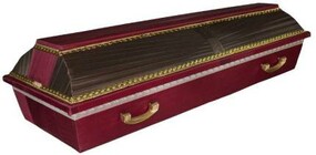Гроб обитый тканью с золотой тесьмой Траур